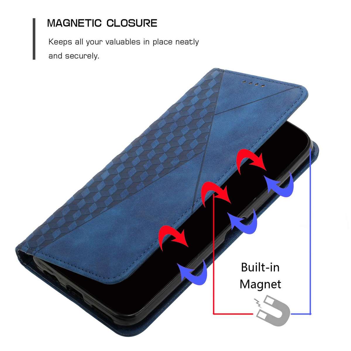 For Redmi K80 / K80 Pro Diamond Splicing Skin Feel Magnetic Leather Phone Case(Blue)