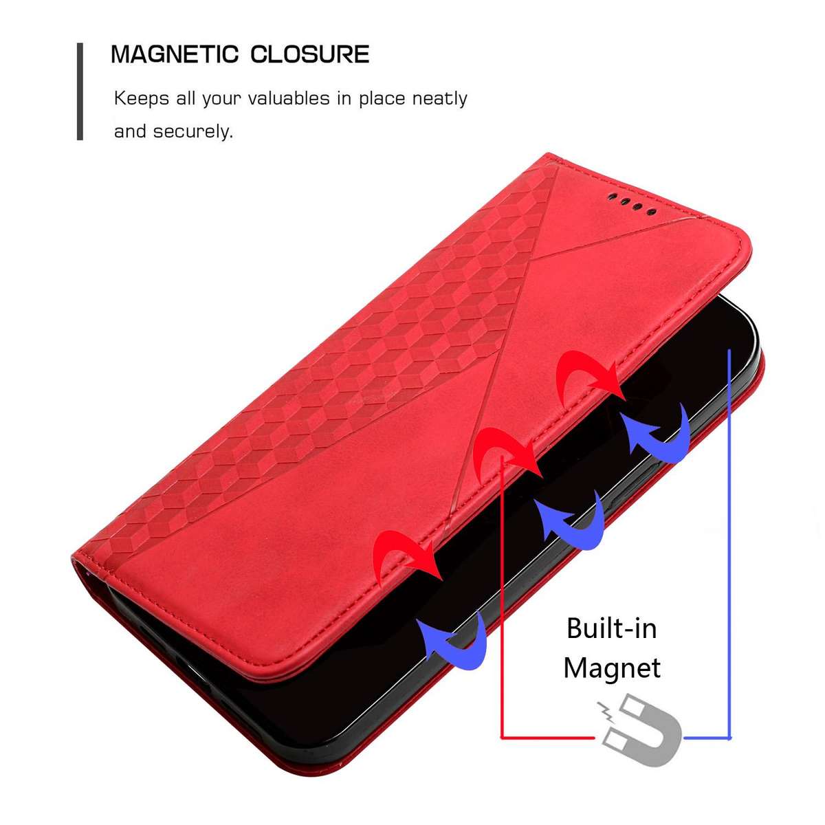 For Redmi K80 / K80 Pro Diamond Splicing Skin Feel Magnetic Leather Phone Case(Red)