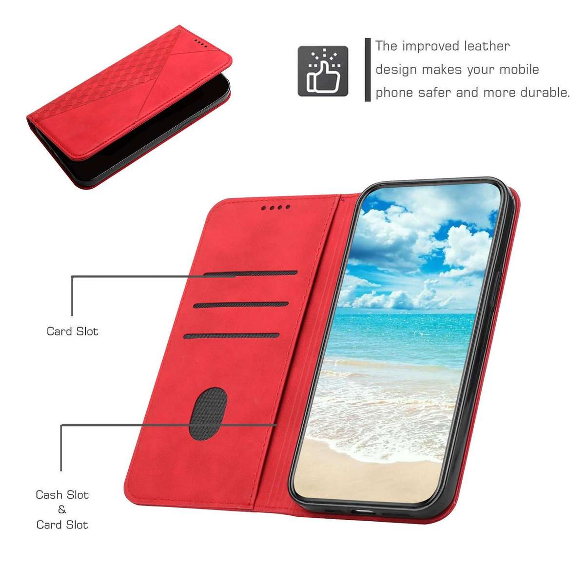 For Redmi K80 / K80 Pro Diamond Splicing Skin Feel Magnetic Leather Phone Case(Red)