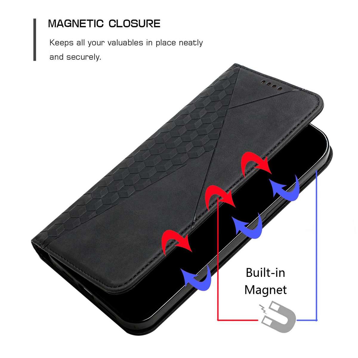 For Redmi K80 / K80 Pro Diamond Splicing Skin Feel Magnetic Leather Phone Case(Black)