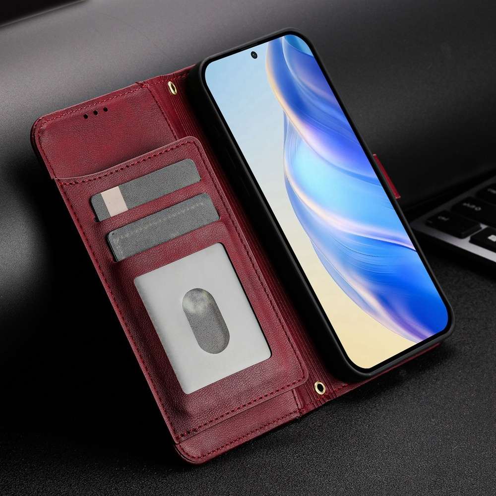 For Samsung Galaxy S21 Ultra 5G Multi-Card Slots Zipper Wallet Leather Phone Case(Dark Red)