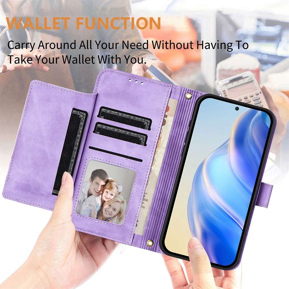 For Samsung Galaxy S25+ 5G Multi-Card Slots Zipper Wallet Leather Phone Case(Purple)