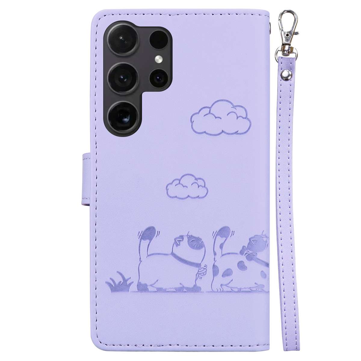 For Samsung Galaxy S25 Ultra 5G Cute Cats RFID Leather Phone Case(Purple)