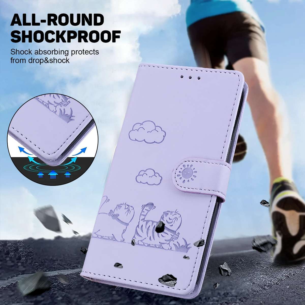 For Samsung Galaxy S25 Ultra 5G Cute Cats RFID Leather Phone Case(Purple)