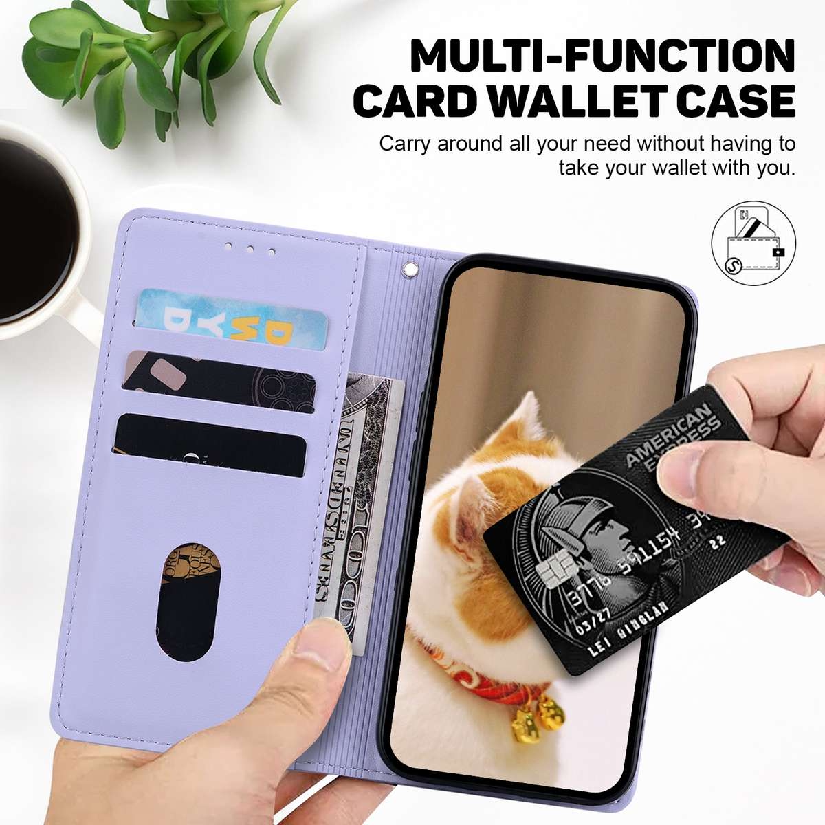 For Samsung Galaxy S25 Ultra 5G Cute Cats RFID Leather Phone Case(Purple)