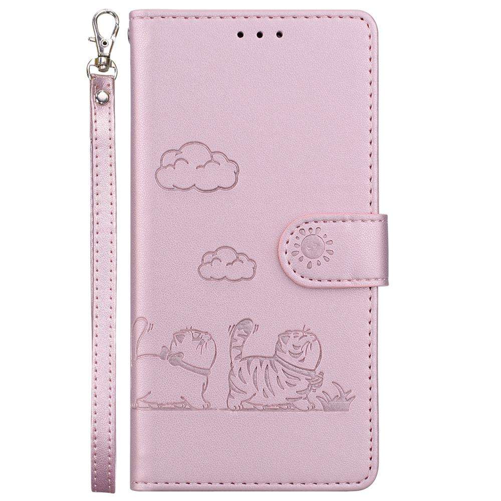 For Samsung Galaxy S25 Edge 5G Cute Cats RFID Leather Phone Case(Rose Gold)