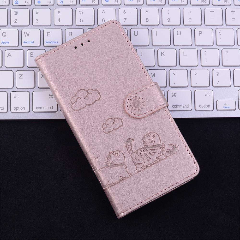 For Samsung Galaxy S25 Edge 5G Cute Cats RFID Leather Phone Case(Rose Gold)