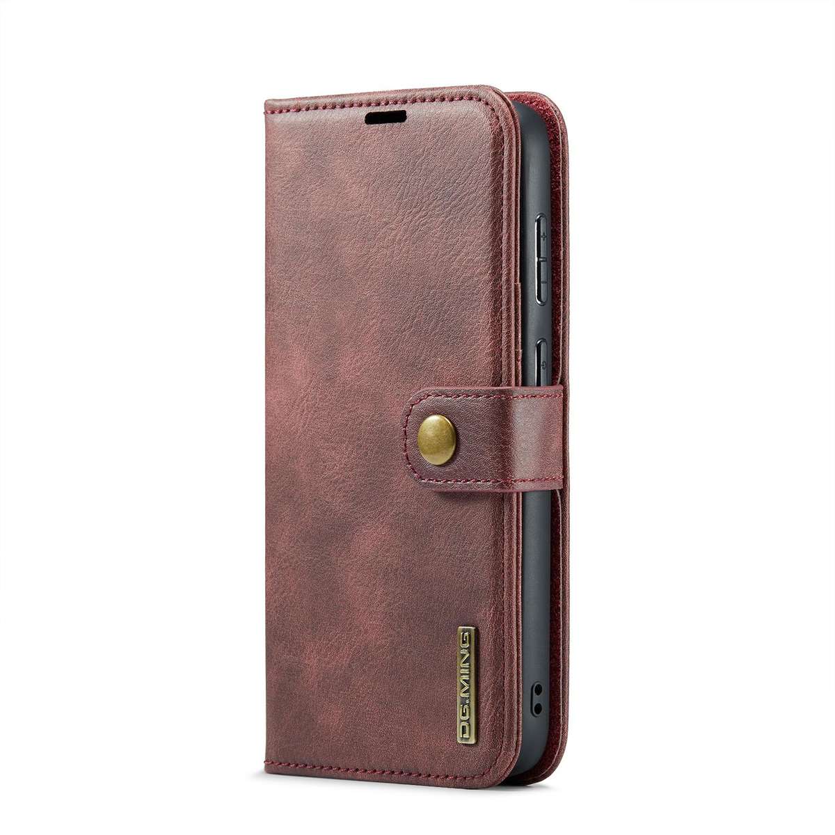 For Samsung Galaxy S25 Edge 5G DG.MING Crazy Horse Texture Detachable Magnetic Leather Case(Red)