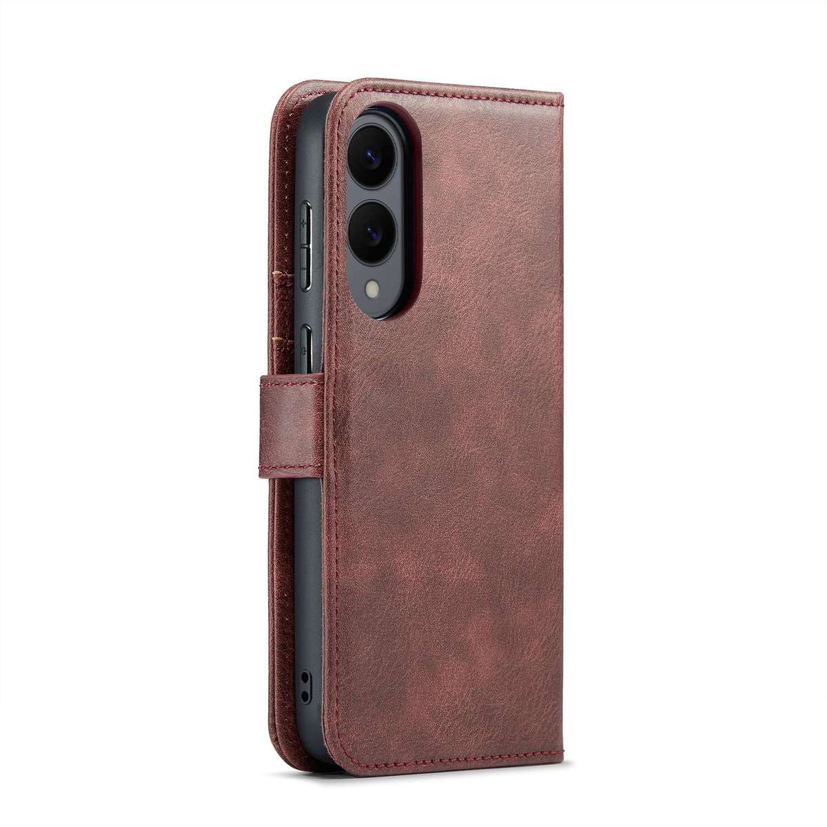 For Samsung Galaxy S25 Edge 5G DG.MING Crazy Horse Texture Detachable Magnetic Leather Case(Red)
