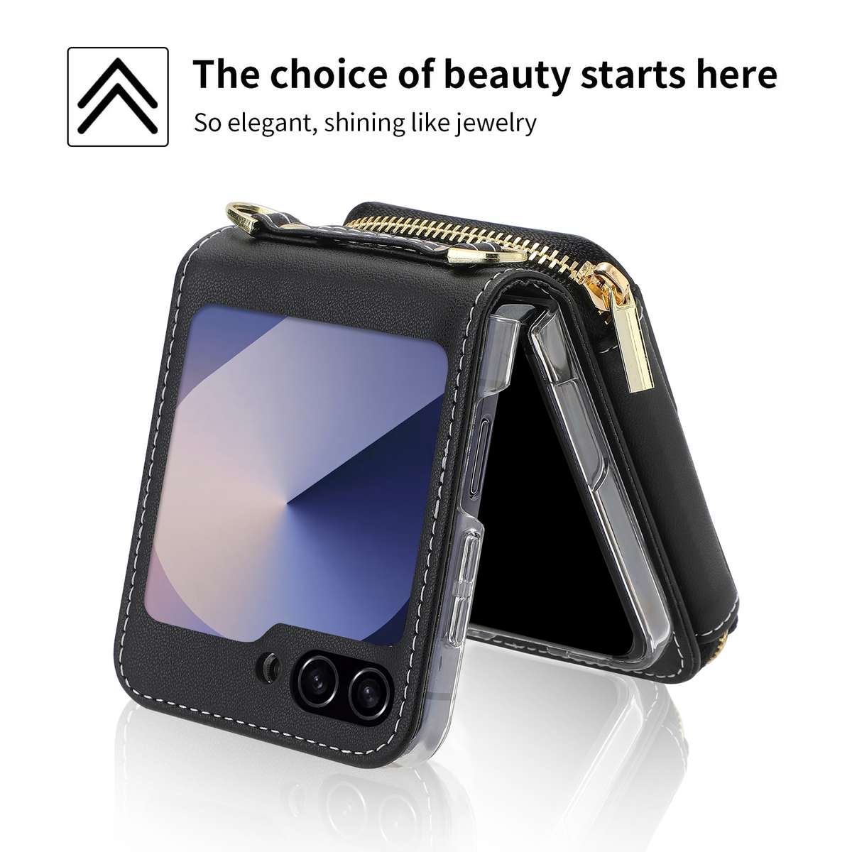 For Samsung Galaxy Z Flip6 POLA Multi-Card Slots Zipper Wallet Phone Case(Black)