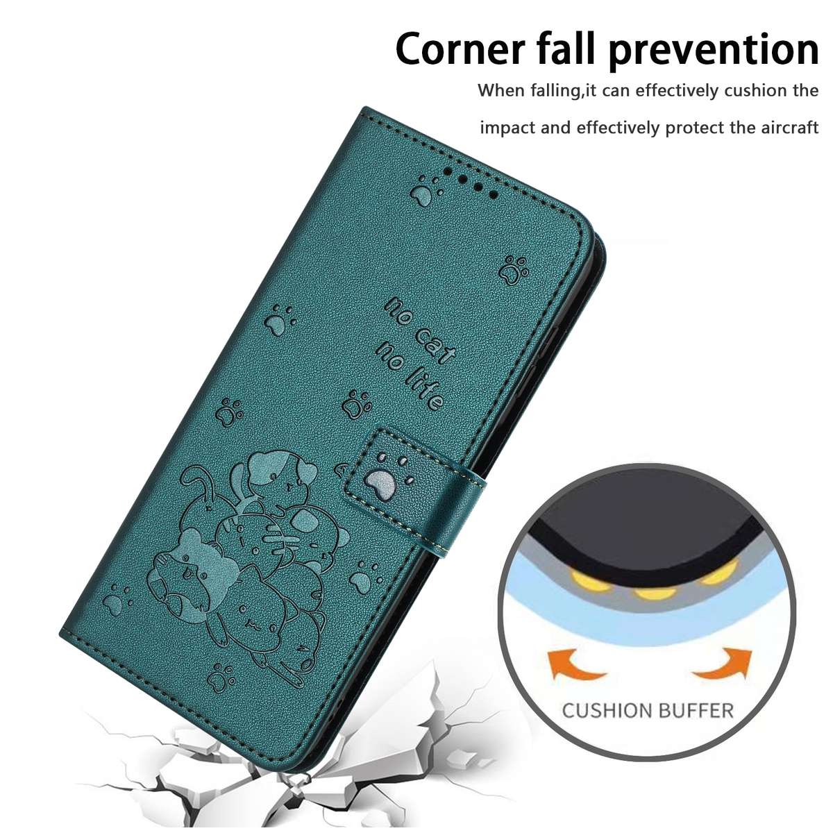 For Xiaomi 15 Embossed Kitten Phone Leather Case with Lanyard(Dark Green)