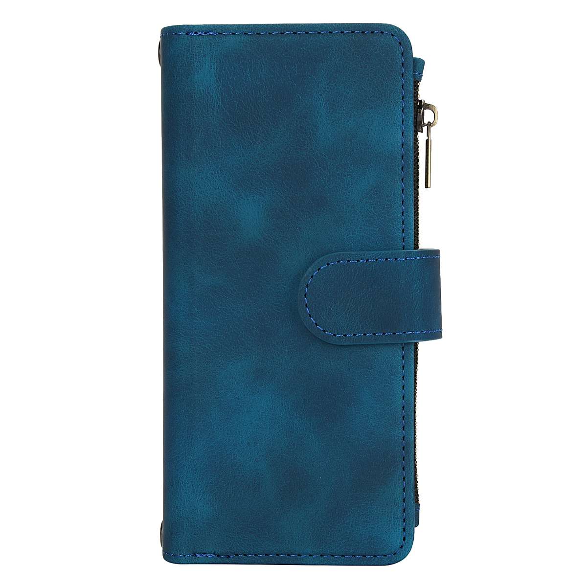 For Samsung Galaxy Z Fold4 5G Dream 9-Card Zipper Wallet RFID Leather Phone Case with L ... (Blue)
