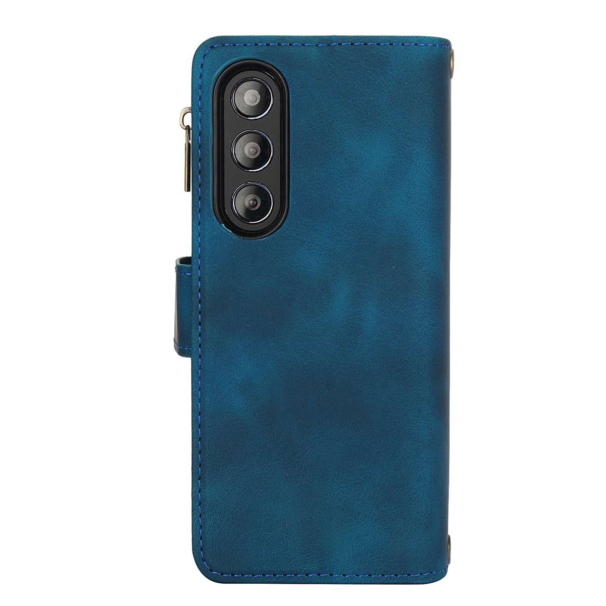 For Samsung Galaxy Z Fold4 5G Dream 9-Card Zipper Wallet RFID Leather Phone Case with L ... (Blue)