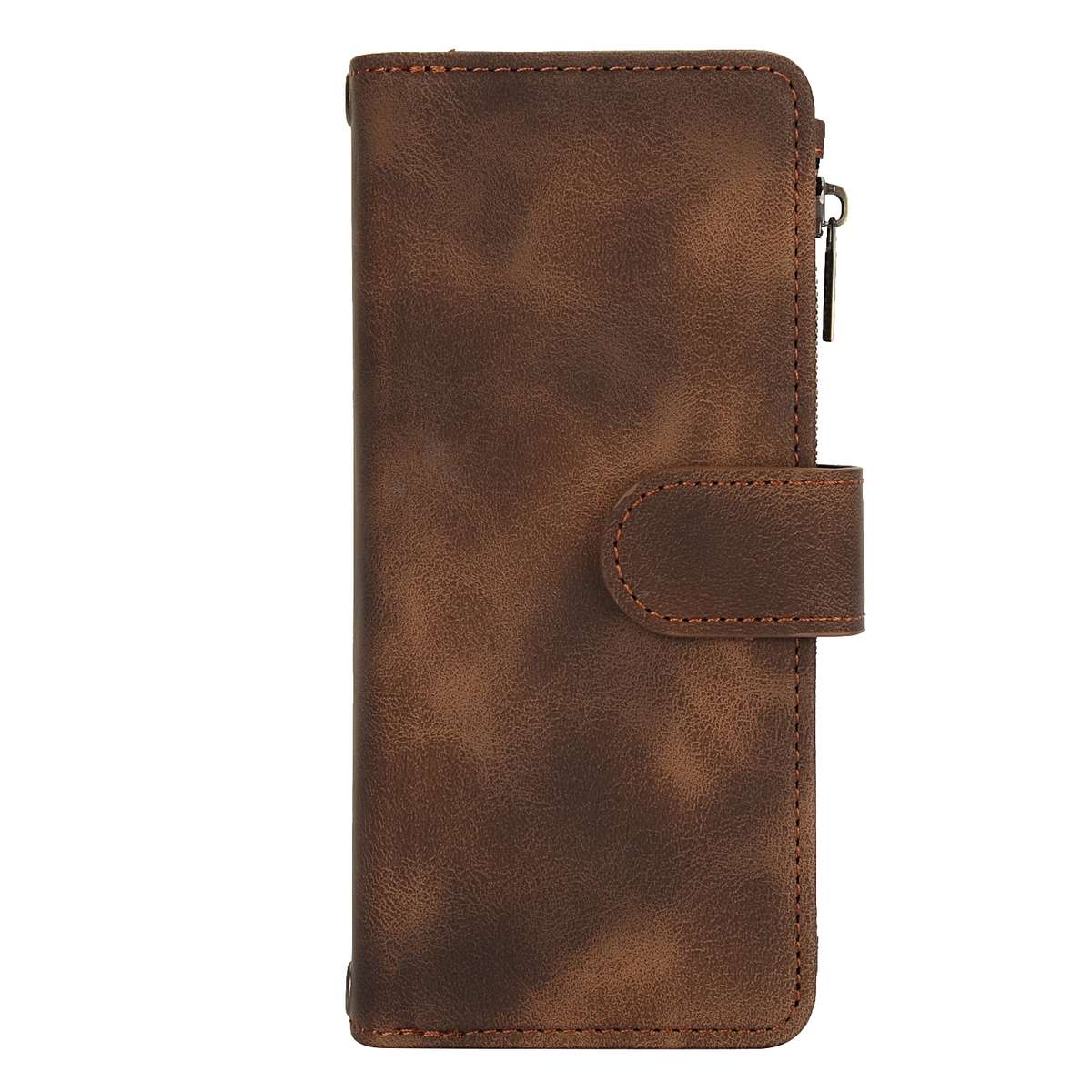 For Samsung Galaxy Z Fold4 5G Dream 9-Card Zipper Wallet RFID Leather Phone Case with ... (Brown)