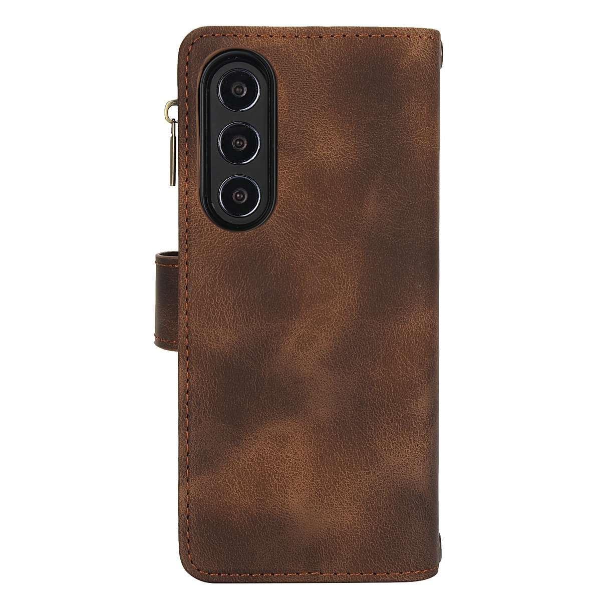 For Samsung Galaxy Z Fold4 5G Dream 9-Card Zipper Wallet RFID Leather Phone Case with ... (Brown)