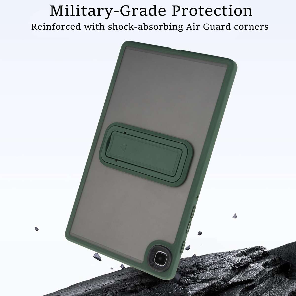 For Samsung Galaxy Tab A7 Lite Skin Feel Holder PC Hybrid TPU Tablet Case(Dark Green)