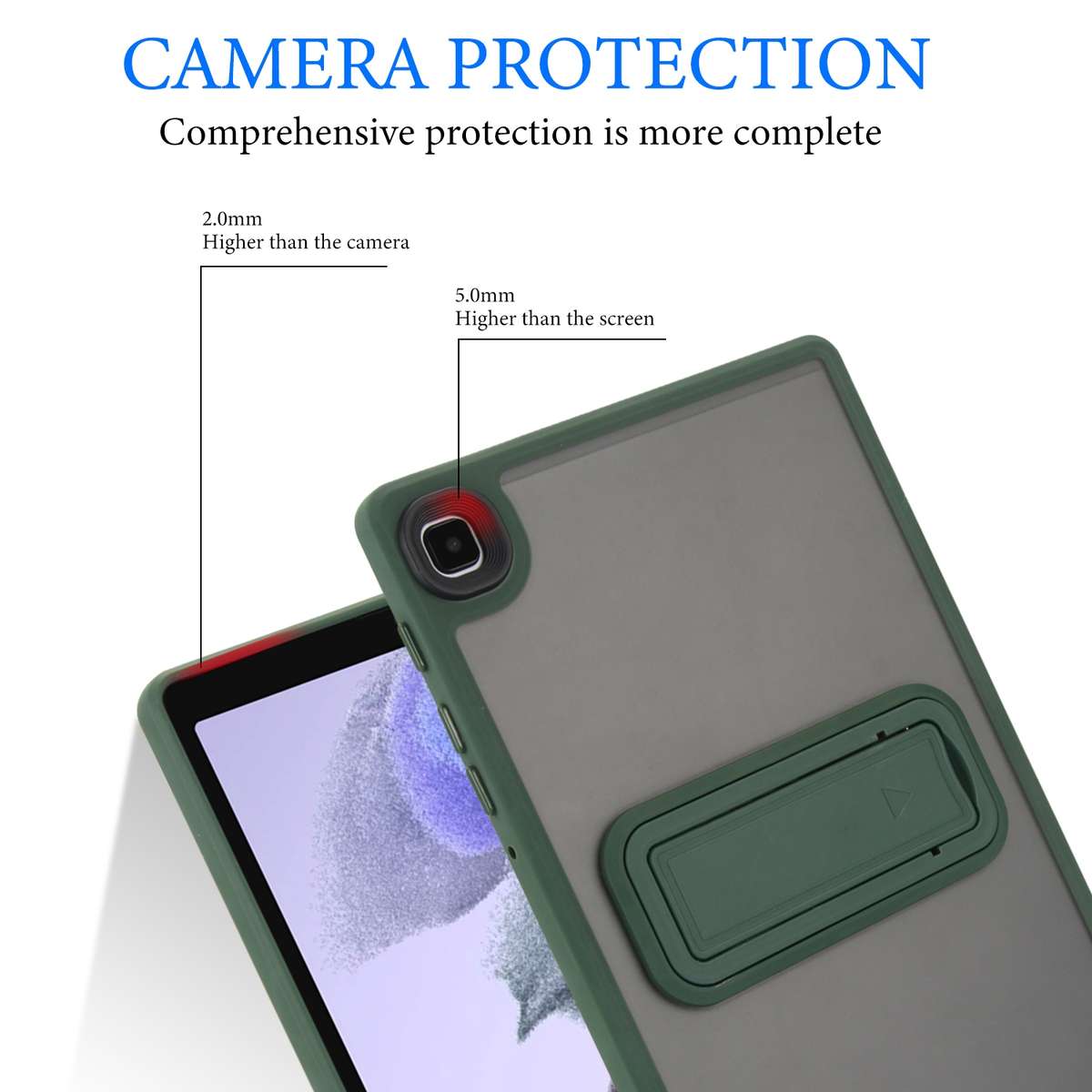 For Samsung Galaxy Tab A7 Lite Skin Feel Holder PC Hybrid TPU Tablet Case(Dark Green)