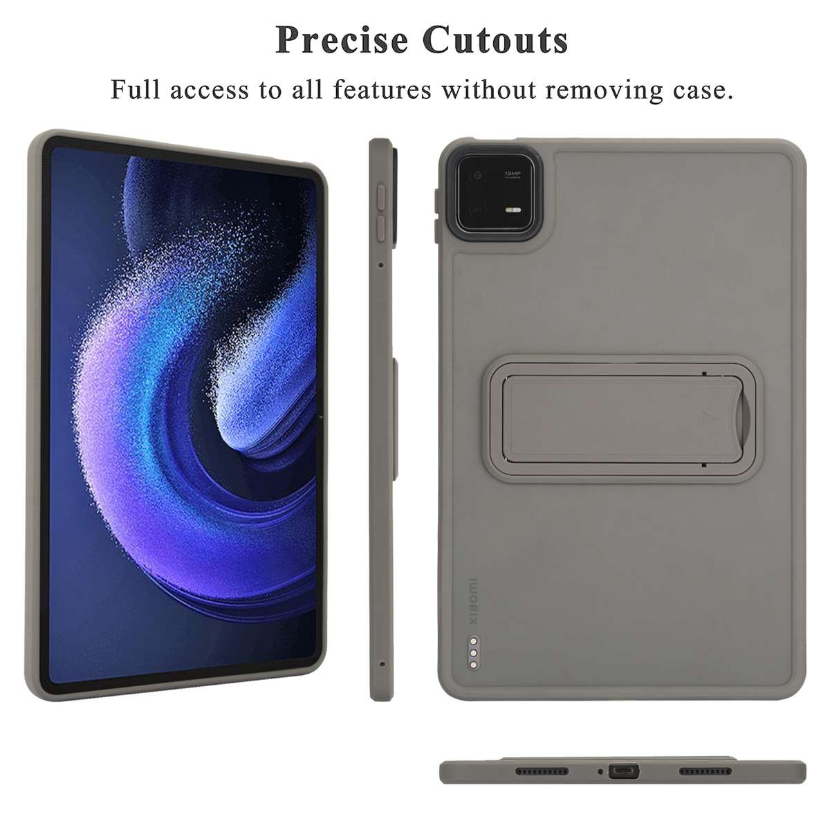 For Xiaomi Redmi Pad SE 11 Skin Feel Holder PC Hybrid TPU Tablet Case(Black)