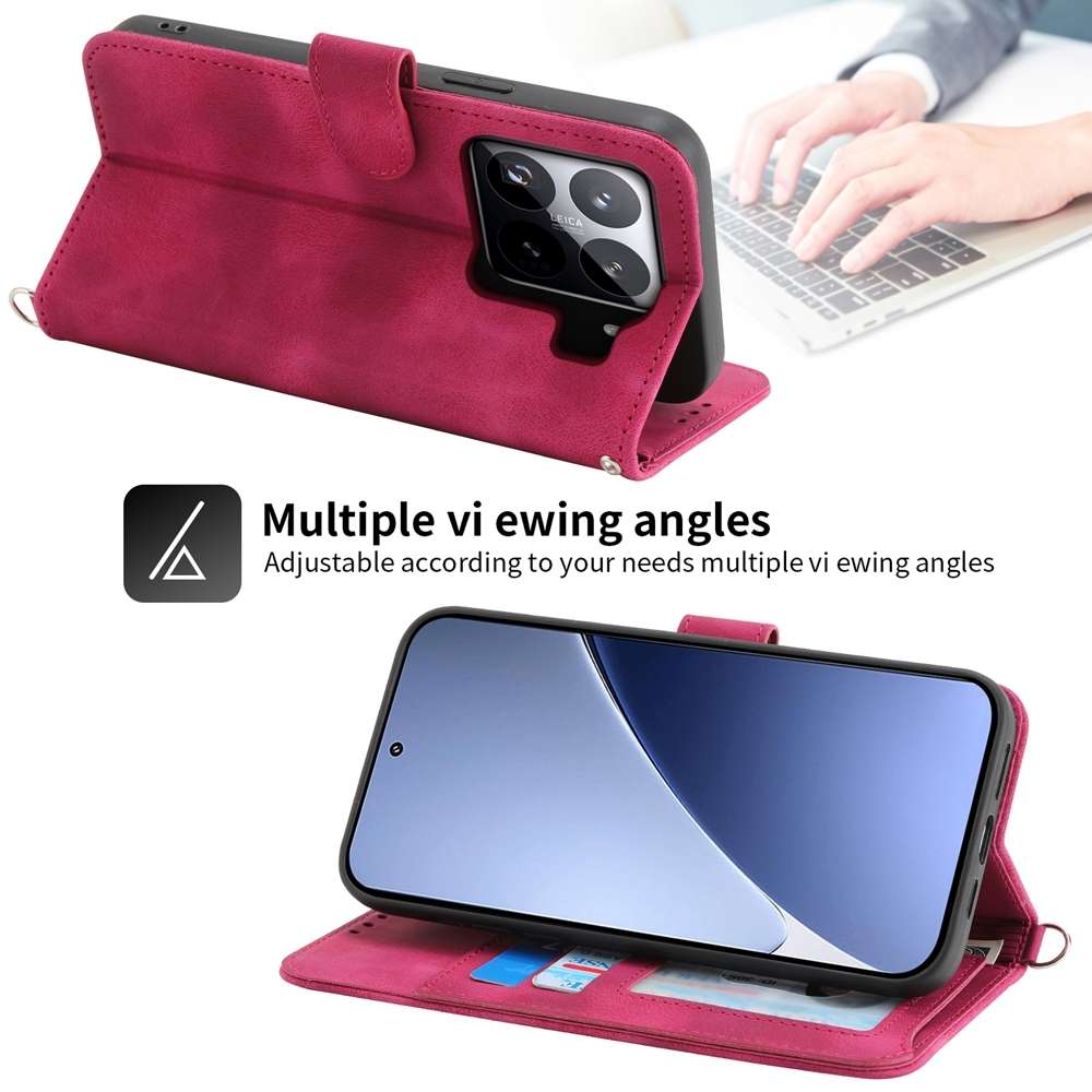 For Xiaomi 15 Skin Feel Flowers Embossed Wallet Leather Phone Case(Wine Red)