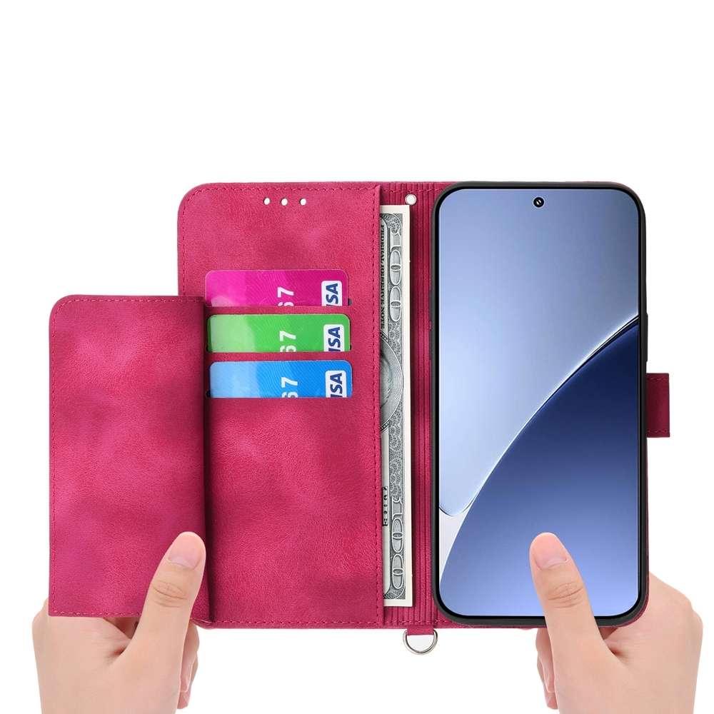 For Xiaomi 15 Pro Skin Feel Flowers Embossed Wallet Leather Phone Case(Wine Red)