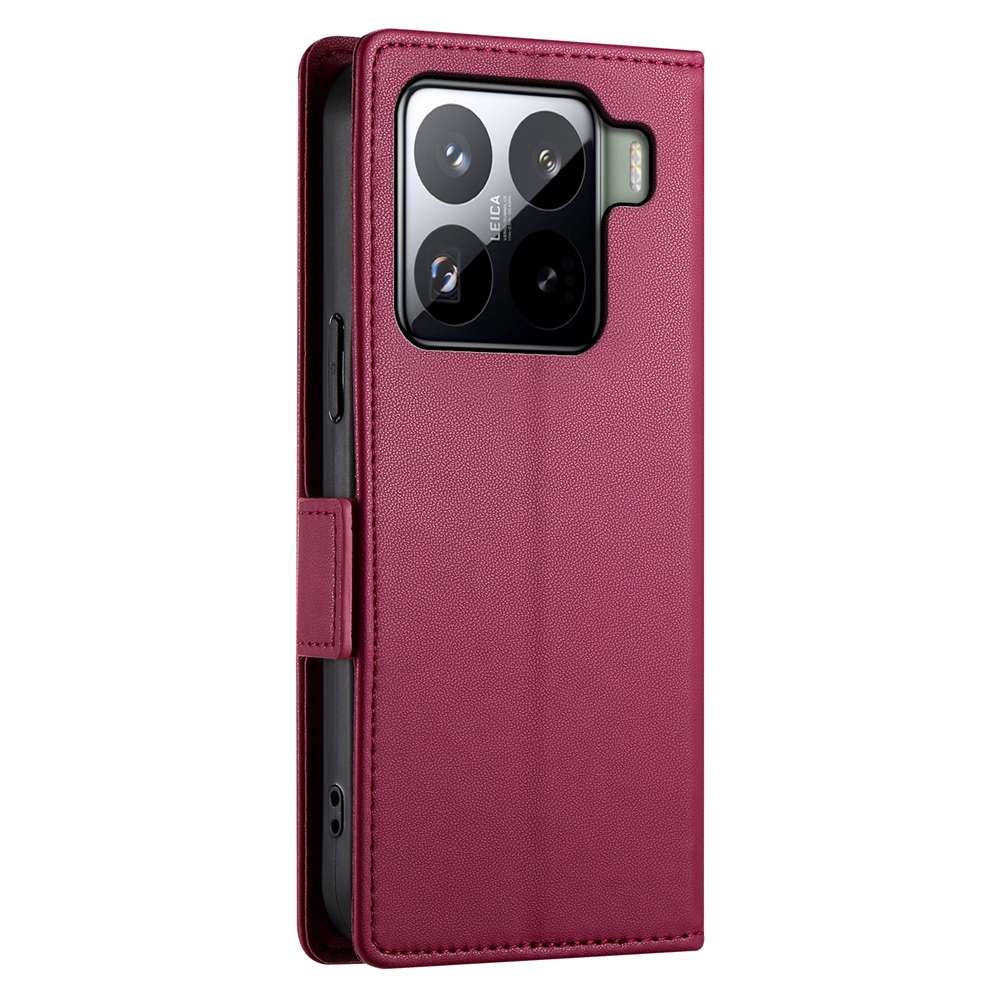 For Xiaomi 15 Side Buckle Magnetic Frosted Leather Phone Case(Wine Red)