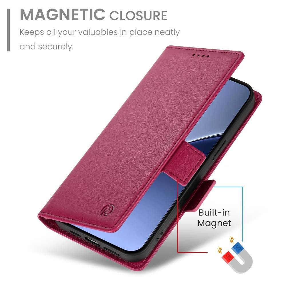 For Xiaomi 15 Side Buckle Magnetic Frosted Leather Phone Case(Wine Red)