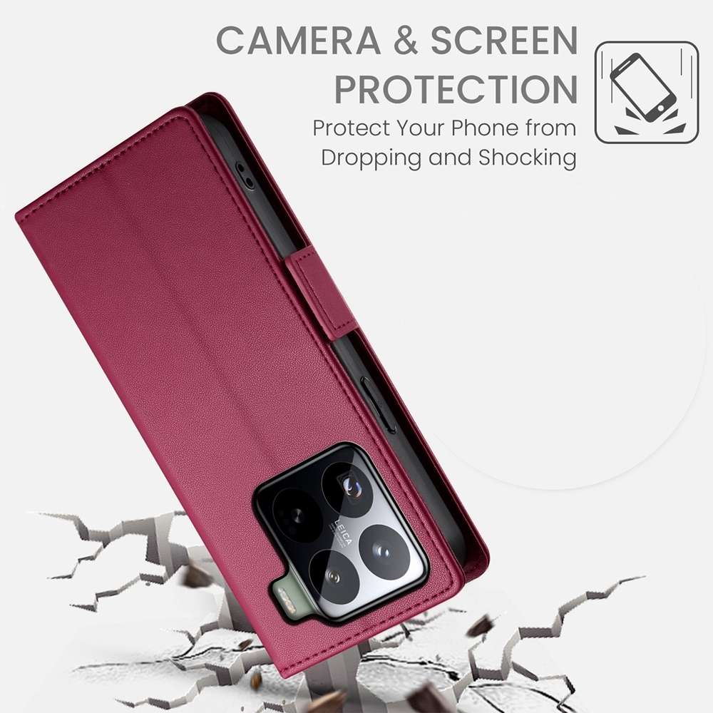 For Xiaomi 15 Side Buckle Magnetic Frosted Leather Phone Case(Wine Red)