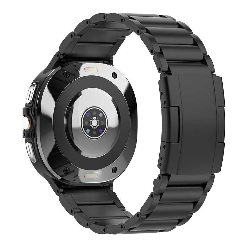 For Samsung Galaxy Watch Ultra 47mm Three Beads Tortoise Buckle Titanium Steel Watch Band(Black)