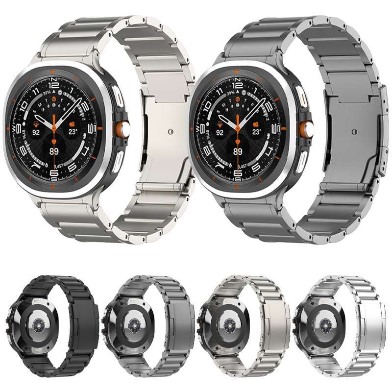 For Samsung Galaxy Watch Ultra 47mm Three Beads Tortoise Buckle Titanium Steel Watch Band(Black)
