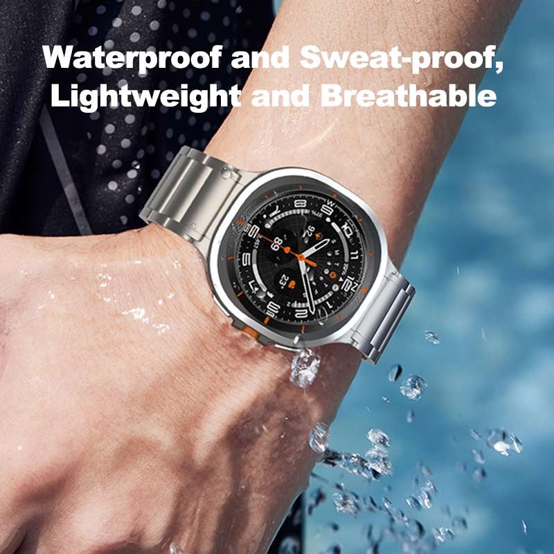 For Samsung Galaxy Watch Ultra 47mm Three Beads Tortoise Buckle Titanium Steel Watch Band(Black)