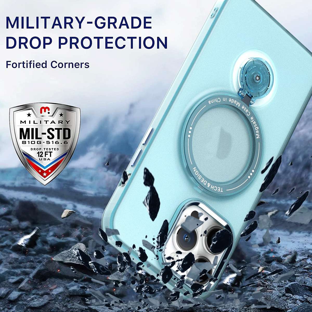 For iPhone 15 Pro Max Rotation Holder MagSafe Phone Case(Pink)