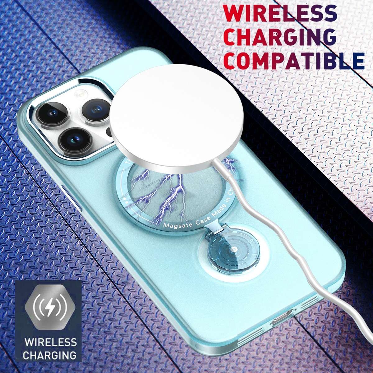 For iPhone 15 Pro Max Rotation Holder MagSafe Phone Case(Pink)