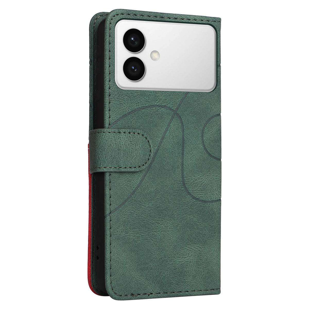 For Samsung Galaxy S26 Edge 5G Dual-color Splicing Flip Leather Phone Case(Green)