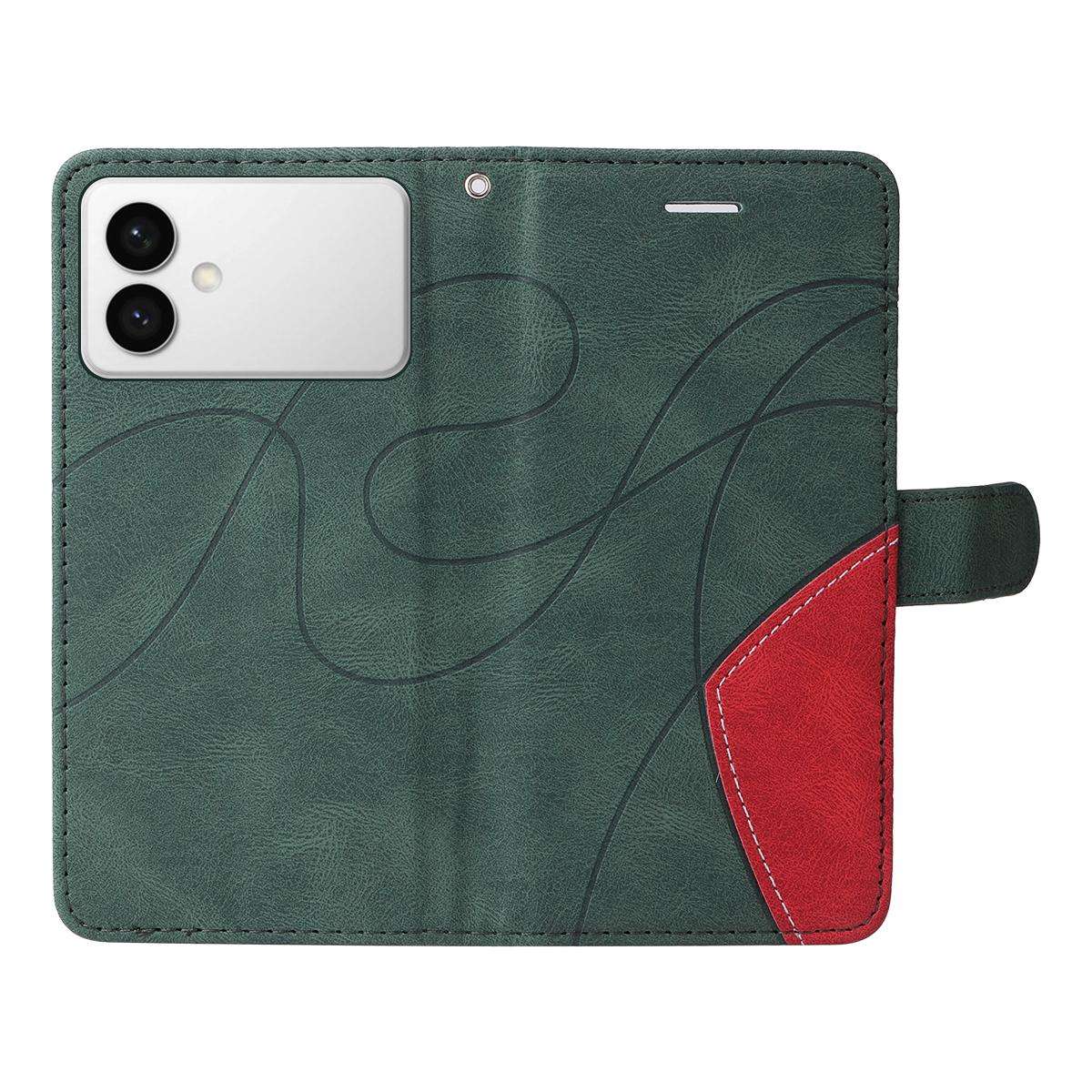 For Samsung Galaxy S26 Edge 5G Dual-color Splicing Flip Leather Phone Case(Green)