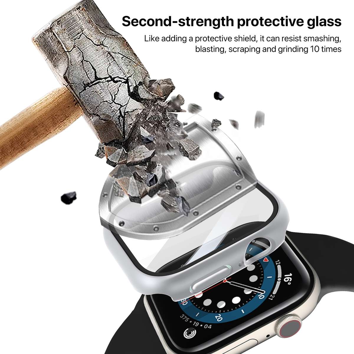 For Apple Watch Series 10 / 11 46mm PC Integrated Tempered Film Watch Case(Bright Silver)