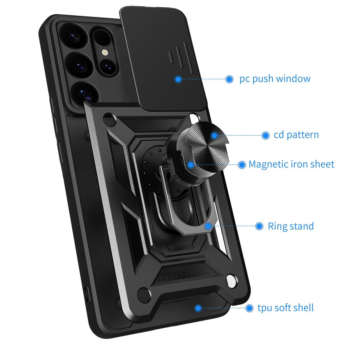 For Samsung Galaxy S25 Ultra 5G Sliding Camera Cover Design TPU+PC Phone Case(Black)