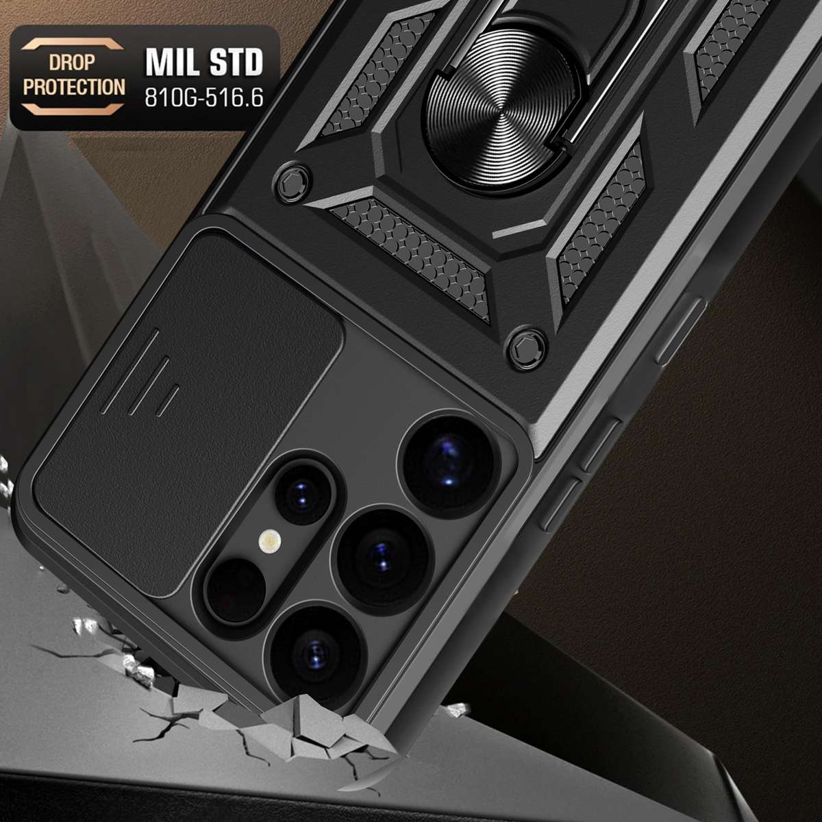 For Samsung Galaxy S25 Ultra 5G Sliding Camera Cover Design TPU+PC Phone Case(Black)