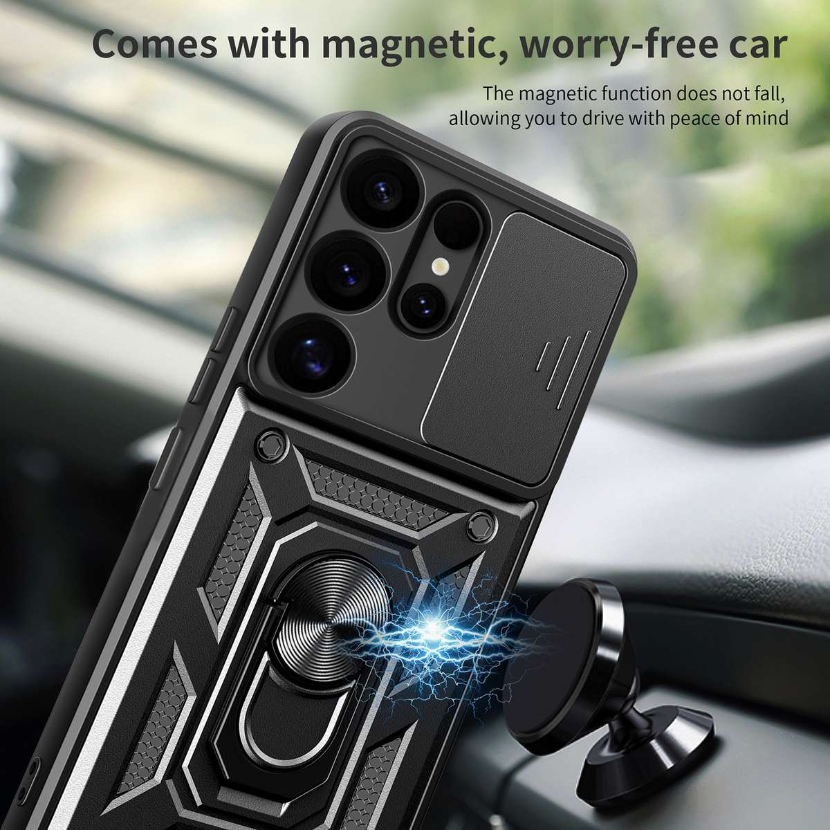 For Samsung Galaxy S25 Ultra 5G Sliding Camera Cover Design TPU+PC Phone Case(Black)
