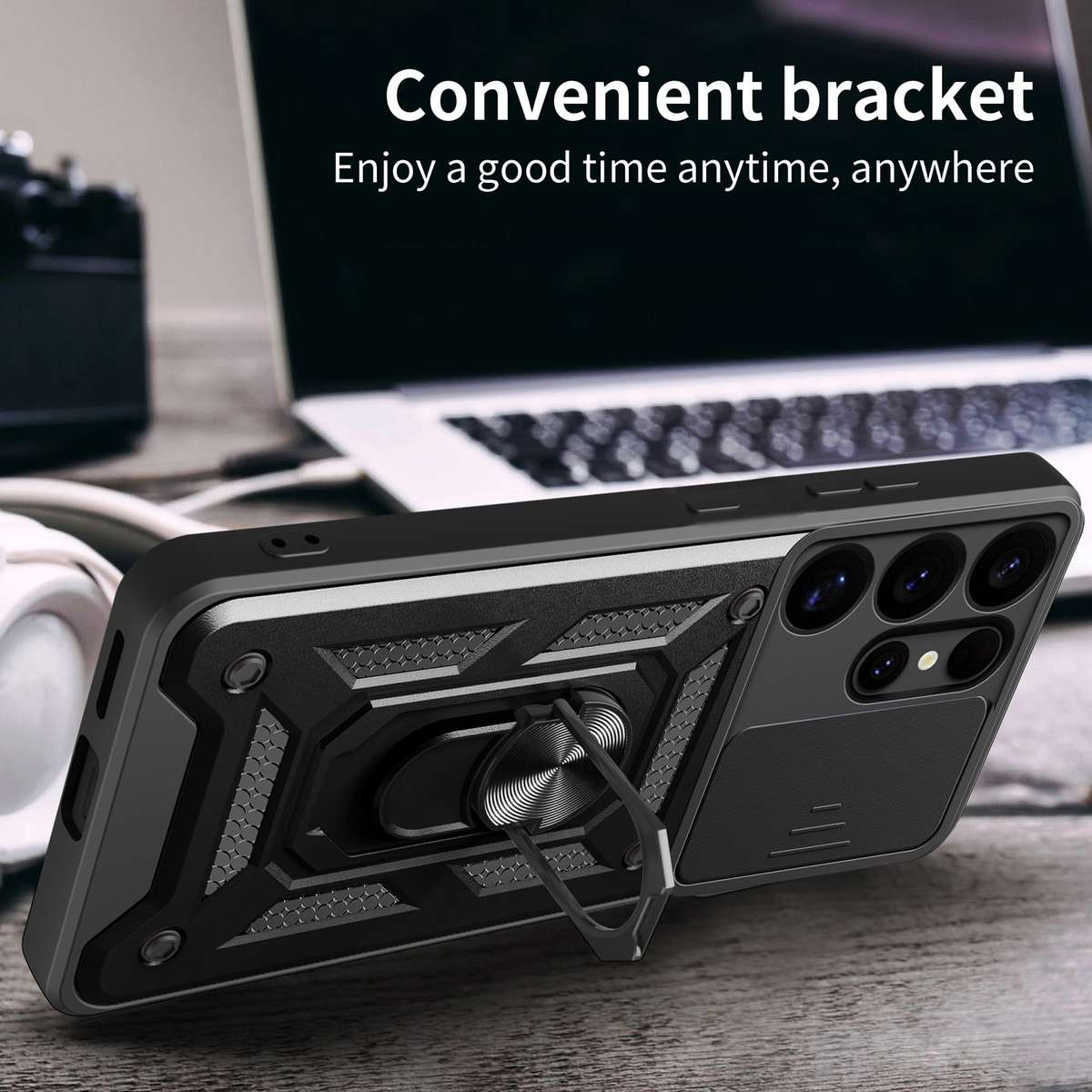 For Samsung Galaxy S25 Ultra 5G Sliding Camera Cover Design TPU+PC Phone Case(Black)