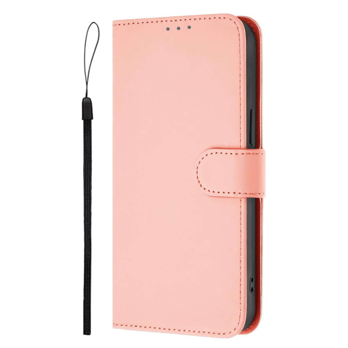 For T-Mobile Revvl 8 Skin Feel Solid Color Leather Phone Case with Lanyard(Pink)