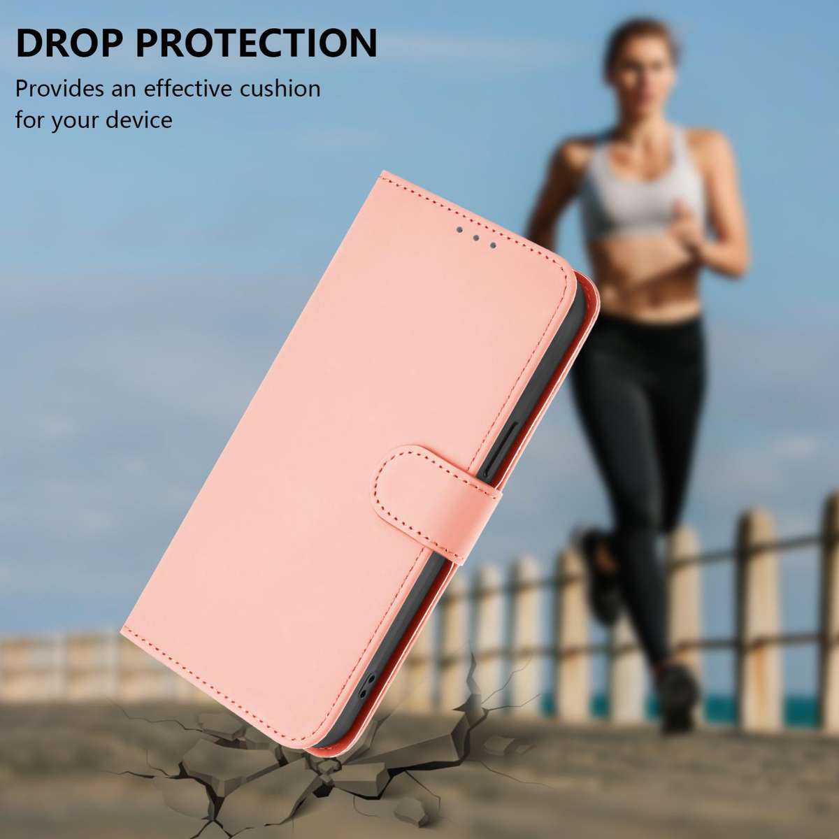 For T-Mobile Revvl 8 Skin Feel Solid Color Leather Phone Case with Lanyard(Pink)