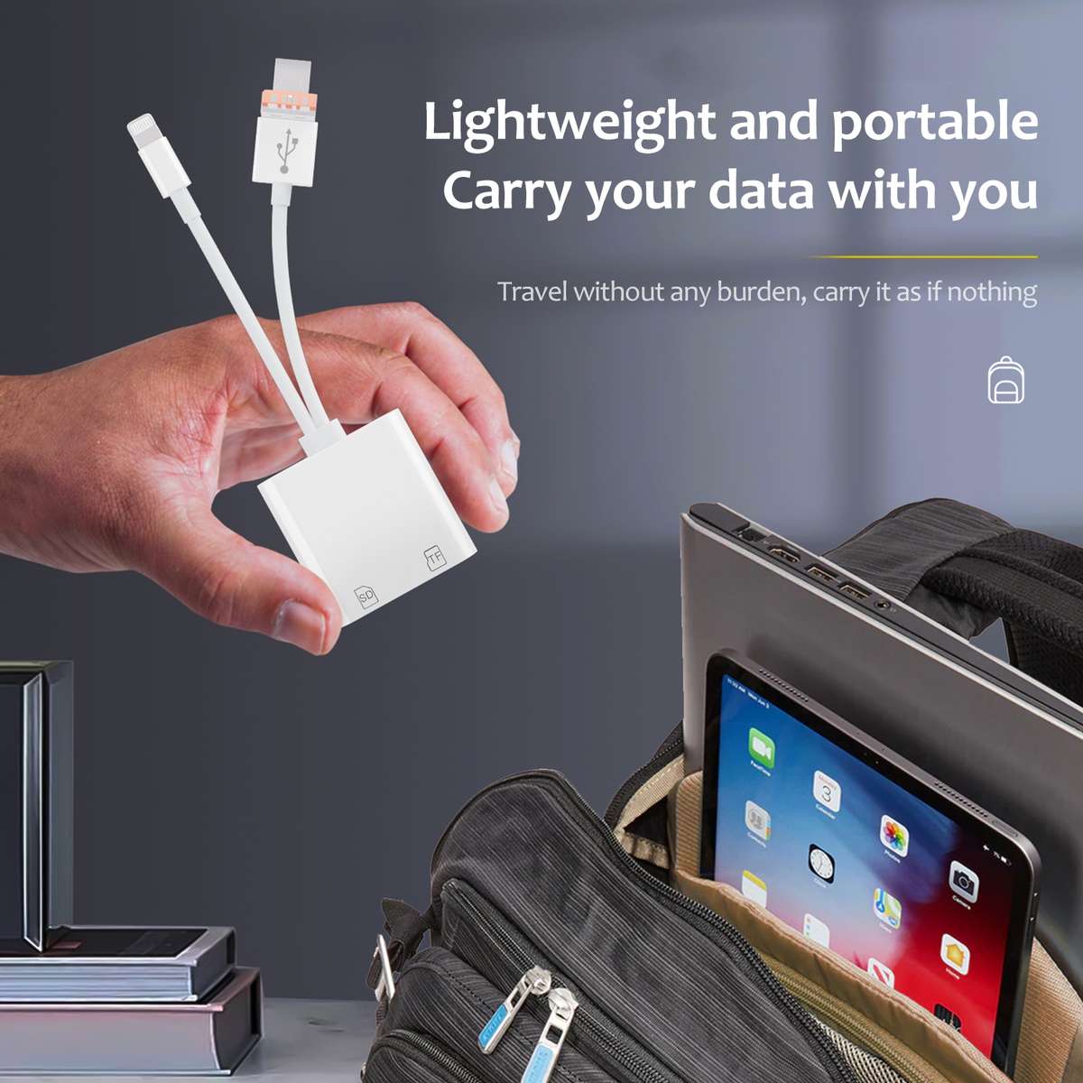 NK-101Y TL Pro USB-C / Type-C, 8 Pin, USB to TF, SD Card Slot Multi-function Card Reader(White)