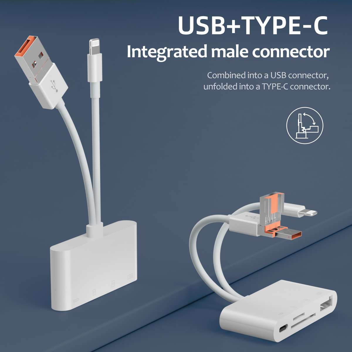 NK-108TL Pro USB-C / Type-C, 8 Pin, USB to USB-C / Type-C, USB, TF, SD Card Multi-func ... (White)