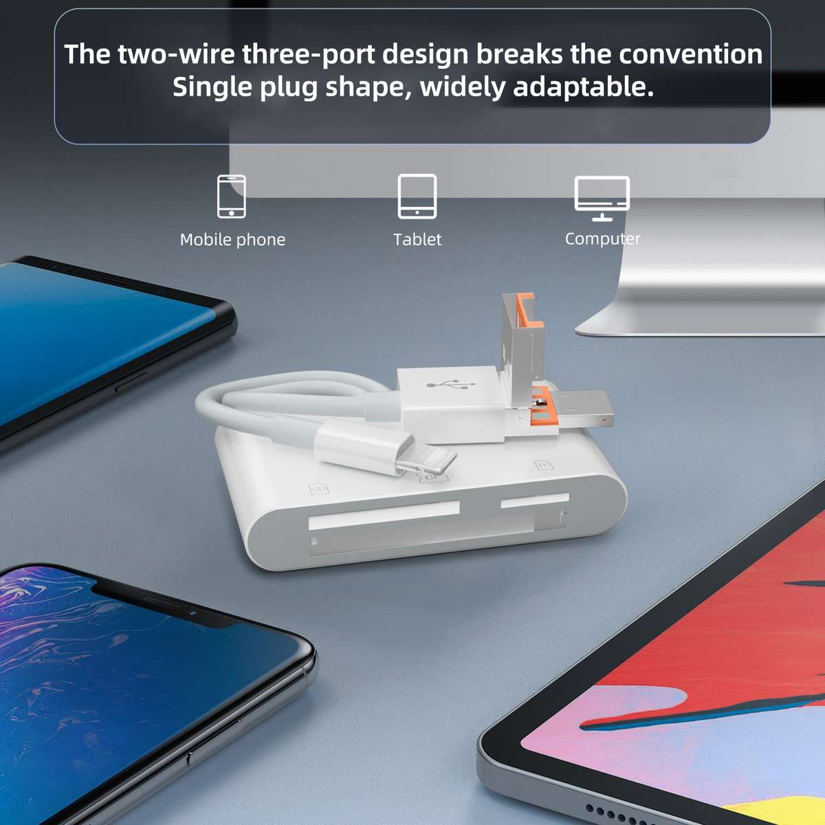 NK-1011TL Pro USB-C / Type-C, 8 Pin, USB to USB-C / Type-C, USB, CF, TF, SD Card Slot ... (White)