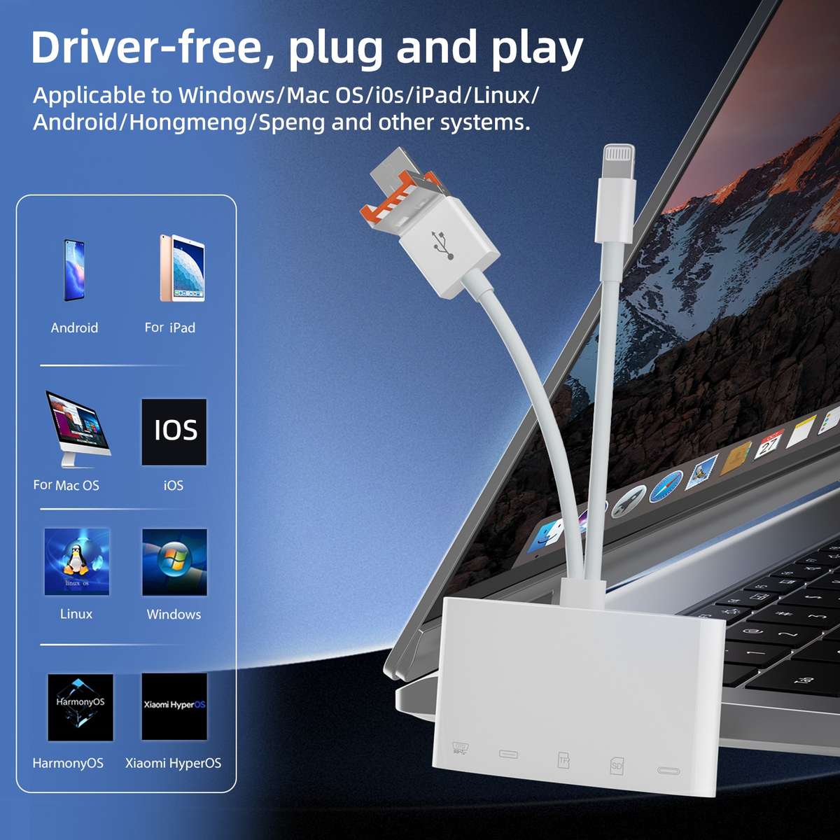 NK-1040TL Pro USB-C / Type-C, 8 Pin, USB to USB-C / Type-C, 8 Pin, Micro USB, TF, SD C ... (White)