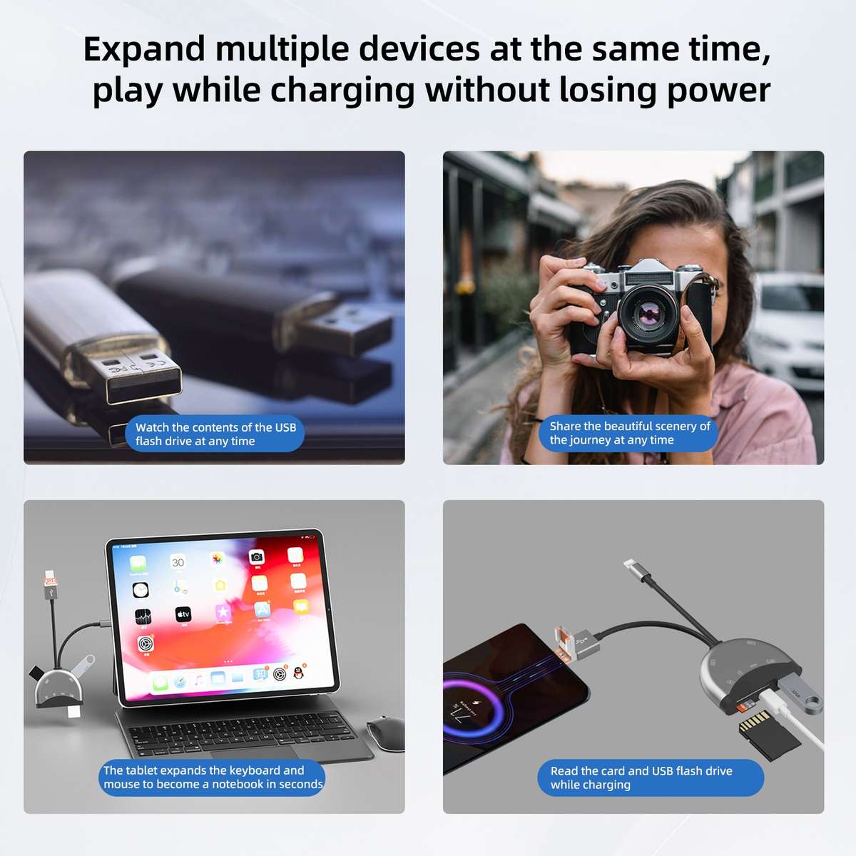 NK-1052TL Pro USB-C / Type-C, 8 Pin, USB to USB-C / Type-C, 3 x USB, TF / SD Card ... (Dark Grey)