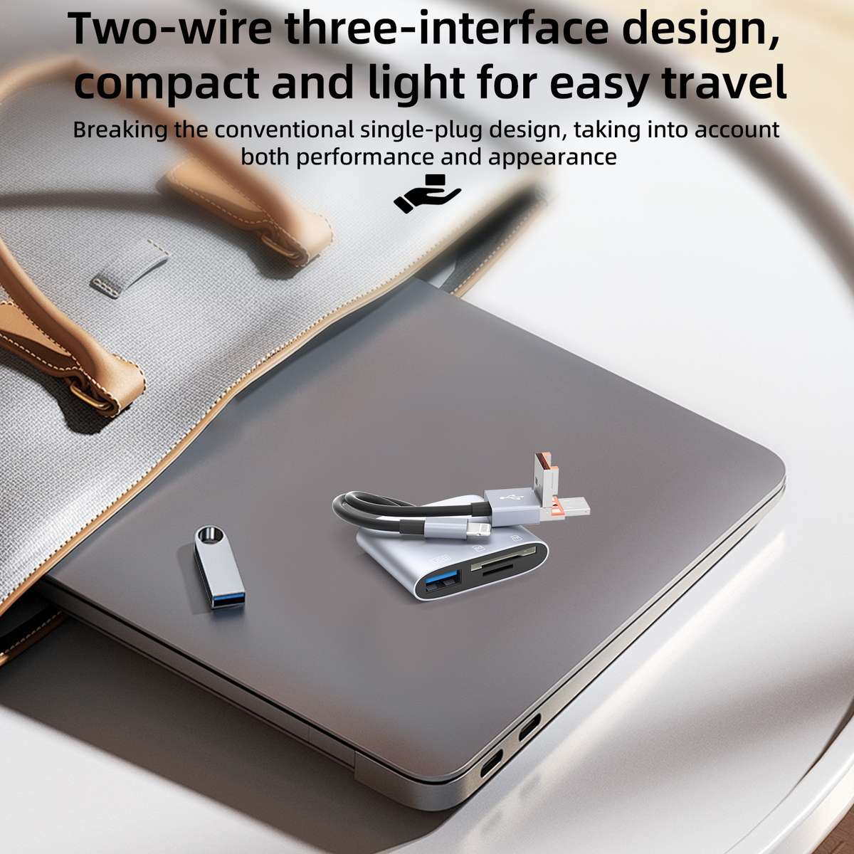 NK-3041TL Pro USB-C / Type-C, 8 Pin, USB to USB, TF / SD Card Multi-function Car ... (Silver Grey)