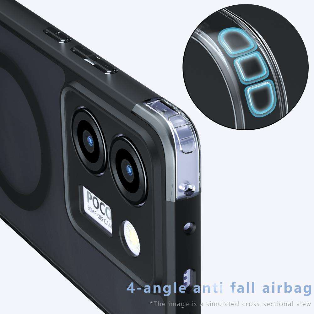 For Xiaomi Poco M7 Pro 5G Armor MagSafe PC Hybrid TPU Phone Case(Frosted Black)