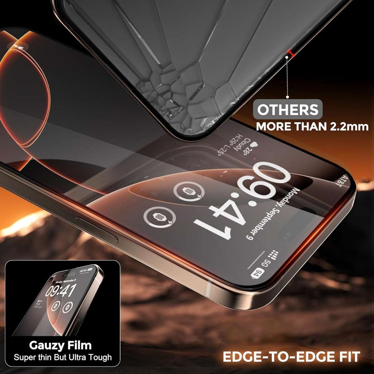 For iPhone 16 Pro Max Dust-Free Easy Install HD Tempered Glass Film(Black)