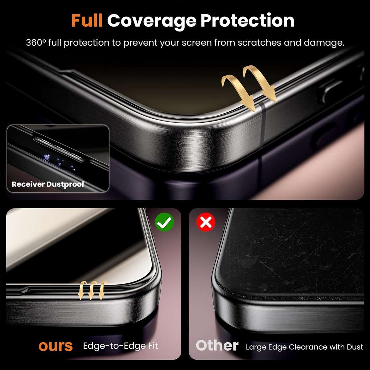 For iPhone 16 Pro Max Dust-Free Easy Install HD Tempered Glass Film(Black)